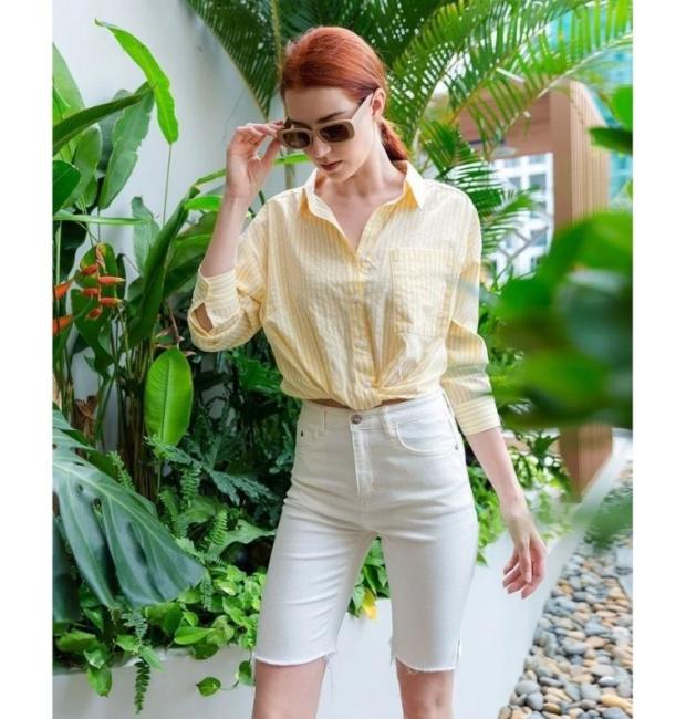 Quần ngố kaki jean Nữ căn bản ôm form Co Giãn, Quần bò ngố nữ