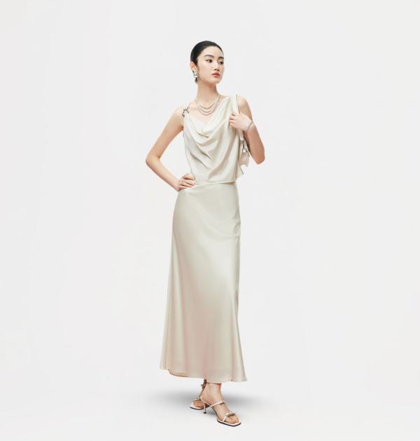 SET LỤA CỔ ĐỔ THE AURA DRESS DÁNG DÀI SANG TRỌNG